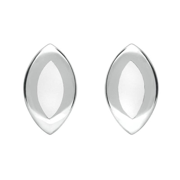 Sterling Silver Bauxite Framed Marquise Stud Earrings E561