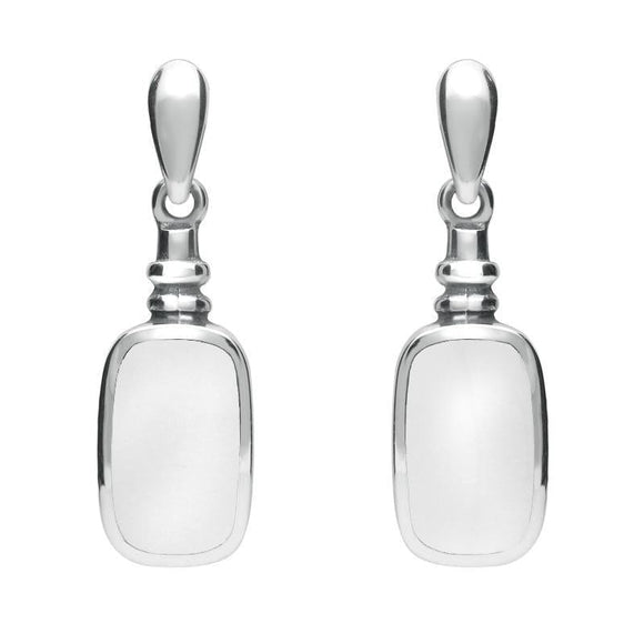 Sterling Silver Bauxite Oblong Bottle Top Drop Earrings, E055.