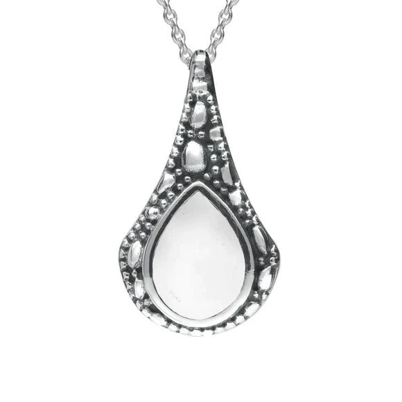 Sterling Silver Bauxite Stone Teardrop Oxidised Necklace P2535