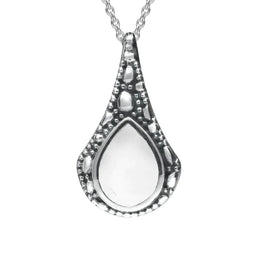 Sterling Silver Bauxite Stone Teardrop Oxidised Necklace P2535