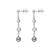 Sterling Silver Black and Grey Pearl Bead Drop Earrings, E1515.