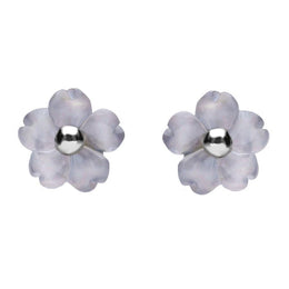 Sterling Silver Blue Chalcedony Tuberose Gypsophila Stud Earrings, E2157.