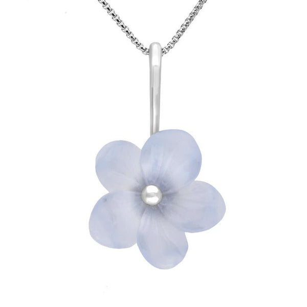 Sterling Silver Tuberose Blue Chalcedony Pansy Necklace, P2853.