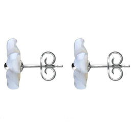 Sterling Silver Blue Chalcedony Tuberose Pansy Stud Earrings, E2153. side