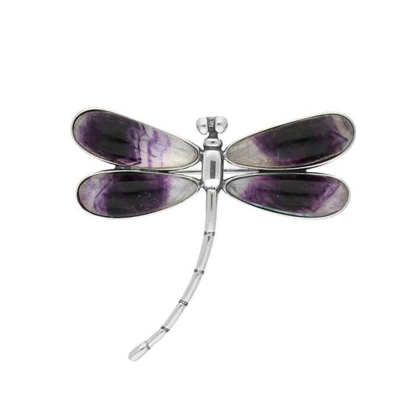 Sterling Silver Blue John 4 Stone Dragonfly Brooch. M248.