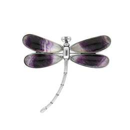 Sterling Silver Blue John 4 Stone Dragonfly Brooch. M248.