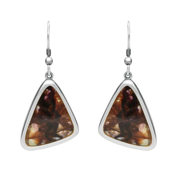 Sterling Silver Blue John Abstract Triangle Hook Drop Earrings, E1281