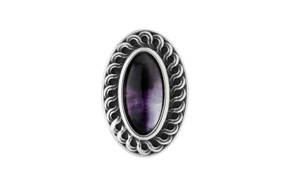 Sterling Silver Blue John Crescent Pin Brooch M355