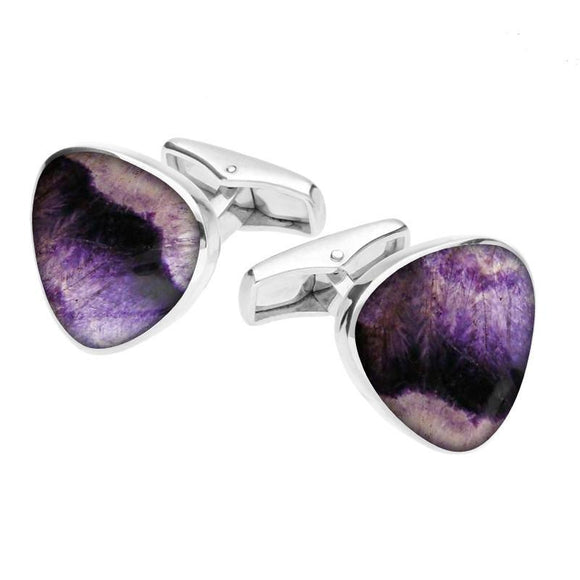 Sterling Silver Blue John Curved Triangle Cufflinks CL419