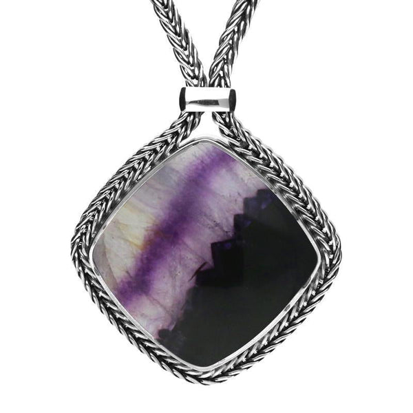 Sterling Silver Blue John Cushion Foxtail Necklace, N961.