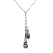 Sterling Silver Blue John Double Drop Necklace N816