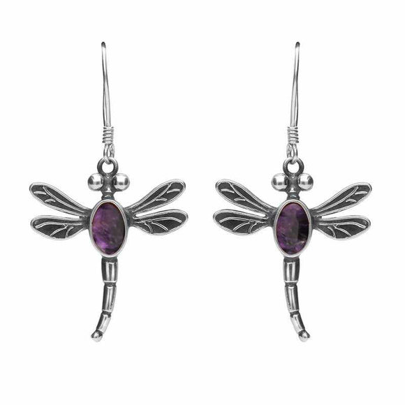 Sterling Silver Blue John Dragonfly Hook Earrings E1754