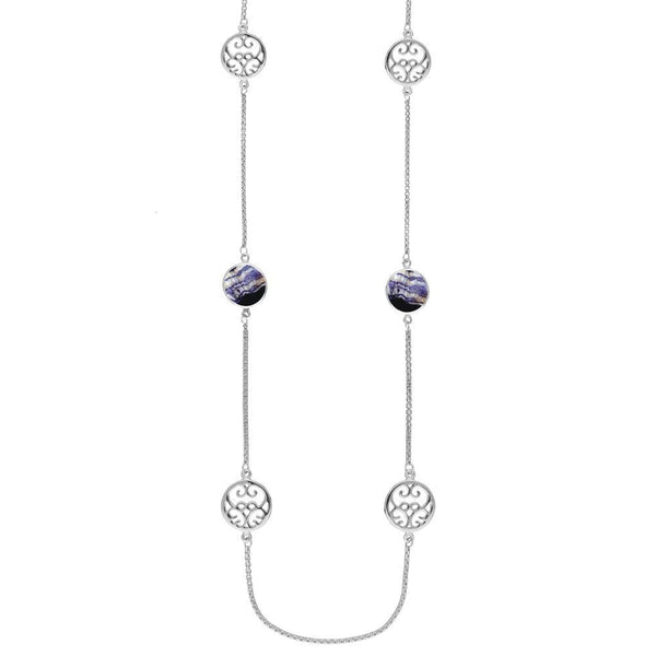 Sterling Silver Blue John Flore Filigree Necklace, N946