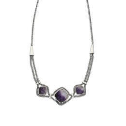 Sterling Silver Blue John Foxtail Cushion Necklace, N963.