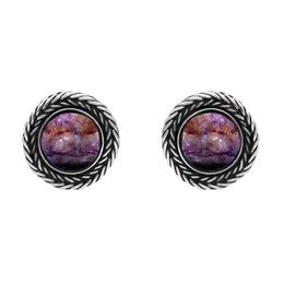 Sterling Silver Blue John Foxtail Round Stud Earrings. E1455.