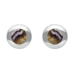 Sterling Silver Blue John Framed Round Stud Earrings