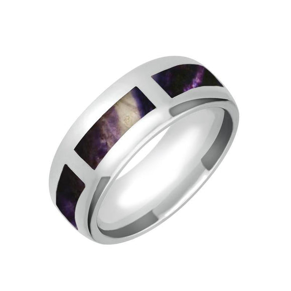 Sterling Silver Blue John Gap 8mm Wedding Band Ring, R585.