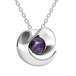 Sterling Silver Blue John Heart Spiral Necklace