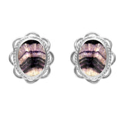 Sterling Silver Blue John Large Rope Oval Frill Stud Earrings, E079