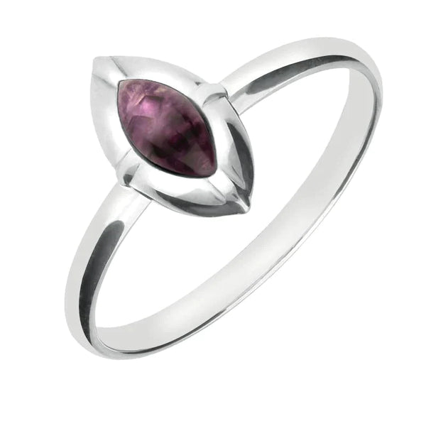 Sterling Silver Blue John Marquise Beaded Edge Ring R742