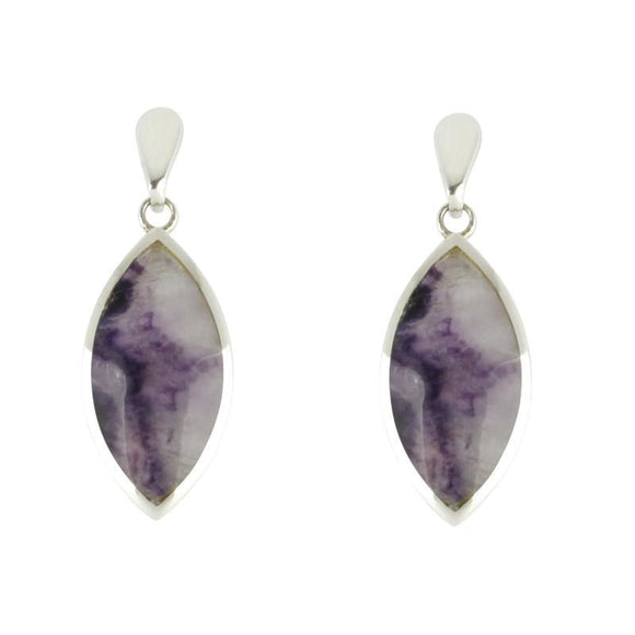 Sterling Silver Blue John Marquise Drop Earrings, E1414.