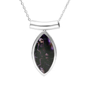 Sterling Silver Blue John Marquise Shaped Tube Top Necklace, P1210