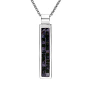 Sterling Silver Blue John Mosaic Long Slim Oblong Necklace P1165