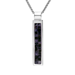 Sterling Silver Blue John Mosaic Long Slim Oblong Necklace P1165
