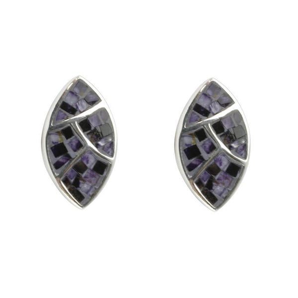 Sterling Silver Blue John Mosaic Stud Earrings, E807.