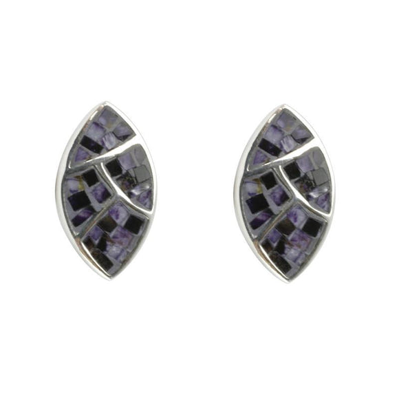 Sterling Silver Blue John Mosaic Stud Earrings, E807.