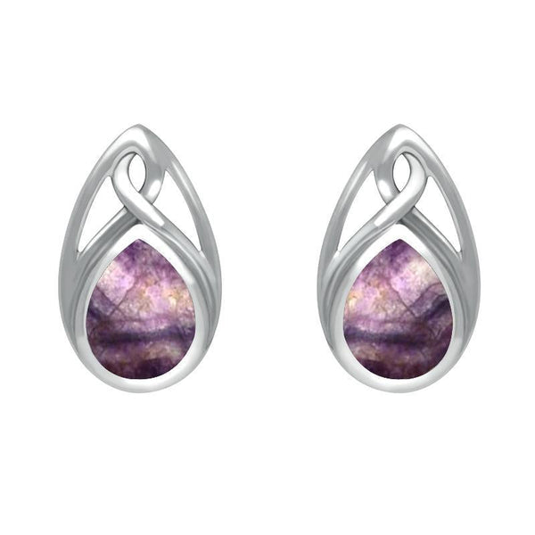Sterling Silver Blue John Pear Shaped Celtic Stud Earrings E973