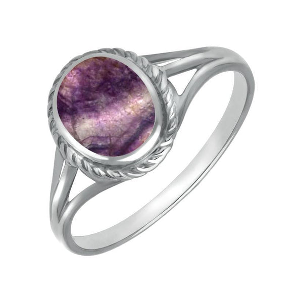 Sterling Silver Blue John Rope Edge Ring R007