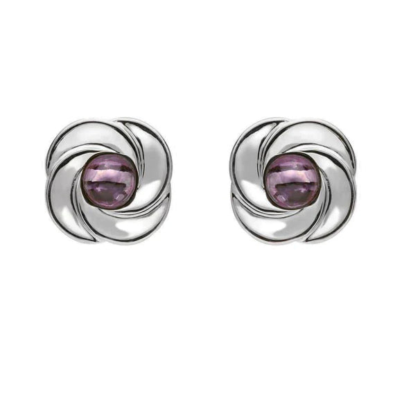 Sterling Silver Blue John Round Swirl Stud Earrings E1625