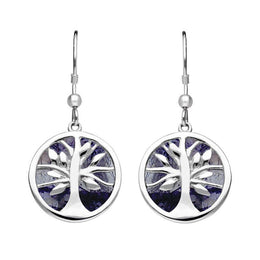 Sterling Silver Blue John Round Tree of Life Drop Earrings E2485