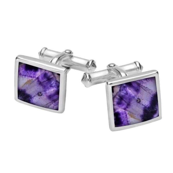 Sterling Silver Blue John Square Flat Cufflinks. CL098.