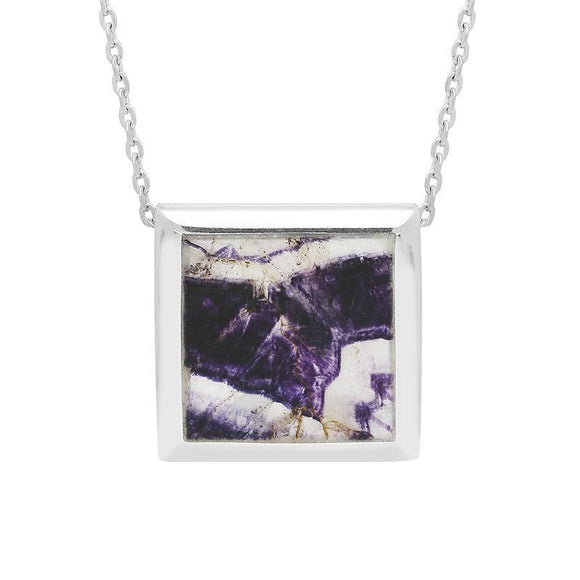Sterling Silver Blue John Square Framed Necklace, P1138