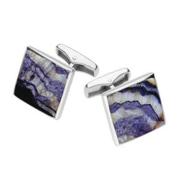 Sterling Silver Blue John Square Shaped Cufflinks, CL417.