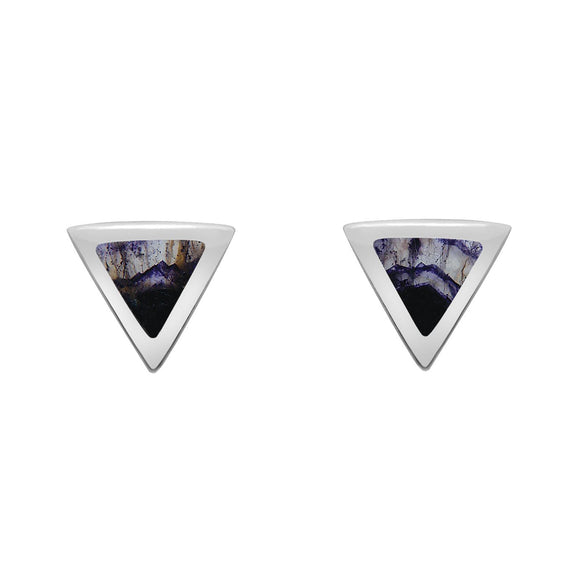 Sterling Silver Blue John Dinky Triangle Stud Earrings, E035.