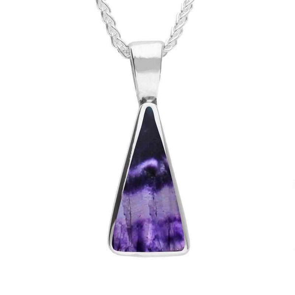 Sterling Silver Blue John Triangle Necklace. P023.