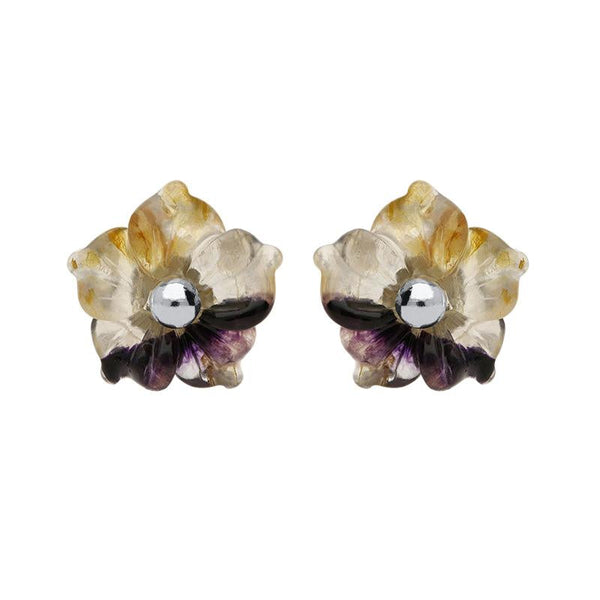 Sterling Silver Blue John Tuberose Carnation Stud Earrings, E2162.
