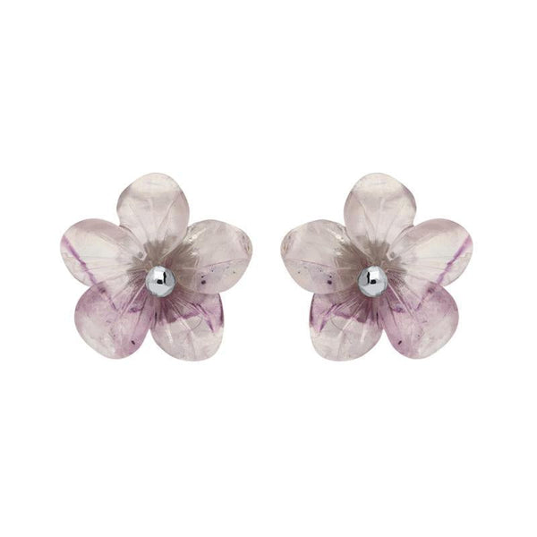 Sterling Silver Blue John Tuberose Pansy Large Stud Earrings, E2410.