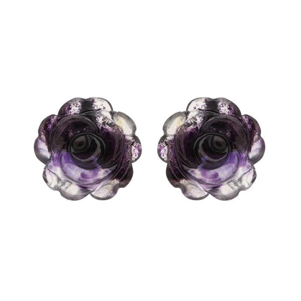 Sterling Silver Blue John Tuberose Rose Large Stud Earrings, E2408.
