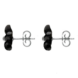 Sterling Silver Dark Mother of Pearl Tuberose Pansy Stud Earrings, E2152.