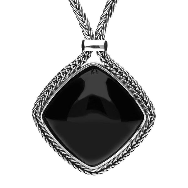 Sterling Silver Foxtail Whitby Jet Cushion Necklace, N961.
