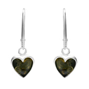 Sterling Silver Green Amber Heart Hook Earrings E2526