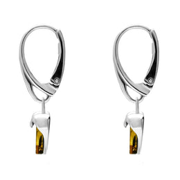 Sterling Silver Green Amber Heart Hook Earrings E2526