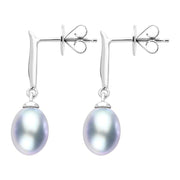 Sterling Silver Grey Pearl Drop Earrings, E1355.