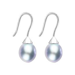 Sterling Silver Grey Pearl Hook Drop Earrings, E1358.