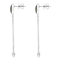 Sterling Silver Jade Lineaire Long Drop Stud Earrings, E2240.