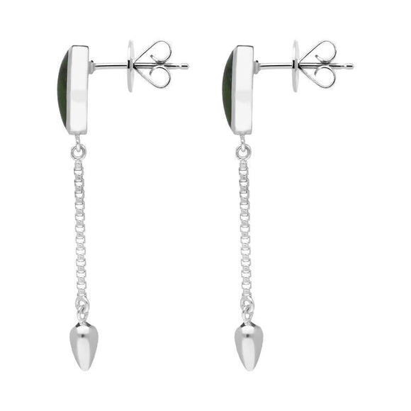 Sterling Silver Jade Lineaire Medium Drop Stud Earrings, E2241.